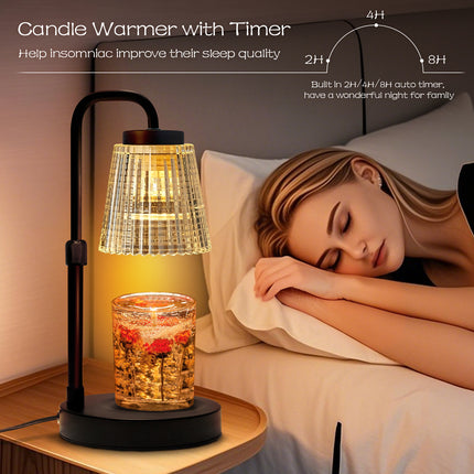 Adjustable Candle Warmer Lamp with Timer: 3 Timing Mode, 35W Safety Anti-Scalding, 4 Level Dimming Guard The Romantic Night - Wax Warmer for Scented Wax for Home Decor Gifts (Black)