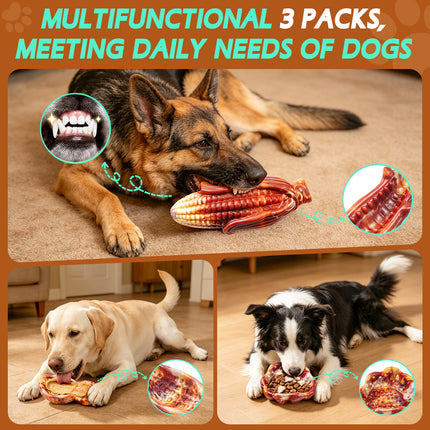 Dog Toys for Aggressive Chewers: Indestructible Dog Chew Toy 3 Packs