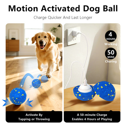Foolala Interactive Dog Toy Ball - Smart Electric Automatic Bouncing Rolling Vibrating Ball with 3 Modes