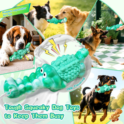 Dog Chew Toys for Aggressive Chewers,Tough Squeaky Alligator Toy for Small, Medium, Large Breed to Keep Them Busy & Clean Teeth and Reduce Boredom or Stress Relief