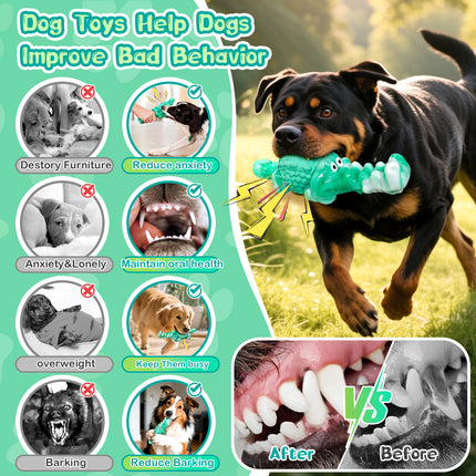 Dog Chew Toys for Aggressive Chewers,Tough Squeaky Alligator Toy for Small, Medium, Large Breed to Keep Them Busy & Clean Teeth and Reduce Boredom or Stress Relief