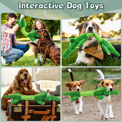 WOWBALA Interactive Squeaky Dog Chew Toy, Ideal Dog Toys for Small, Medium & Large Dogs, and Tug of War Lovers - Stuffed Plush Crocodile -Shaped Pet Toys
