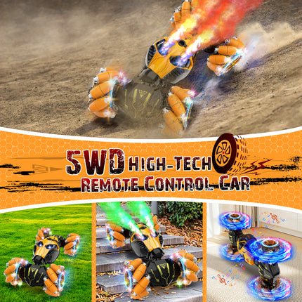 2.4GHz Gesture Control RC Car with Lights & Music Spray, 8WD Drift, 360° Rotation, for Ages 6-15