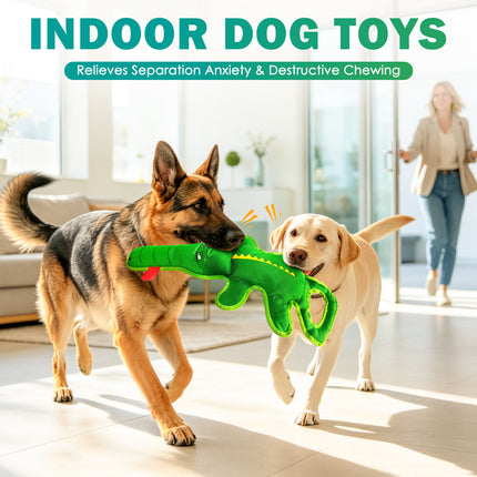 Extra-Long 24" Indestructible Dog Toy for Aggressive Chewers – Heavy-Duty Tug Dog Toy with Built-in Squeaker & Treat-Hiding Base, Great for Large Breeds, Dental Health, and Boredom Relief