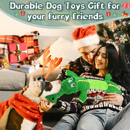 WOWBALA Interactive Squeaky Dog Chew Toy, Ideal Dog Toys for Small, Medium & Large Dogs, and Tug of War Lovers - Stuffed Plush Crocodile -Shaped Pet Toys