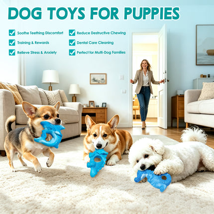 Fuufome Puppy Teething Toys 3-Pack,Soft TPR Chew Toys for Puppies