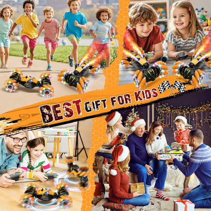 2.4GHz Gesture Control RC Car with Lights & Music Spray, 8WD Drift, 360° Rotation, for Ages 6-15