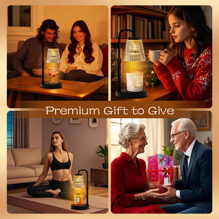 Adjustable Candle Warmer Lamp with Timer: 3 Timing Mode, 35W Safety Anti-Scalding, 4 Level Dimming Guard The Romantic Night - Wax Warmer for Scented Wax for Home Decor Gifts (Black)