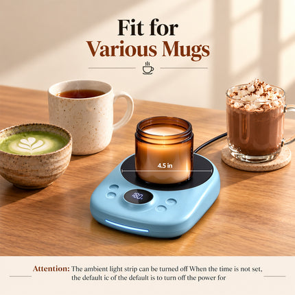 Coffee Mug Warmer Set for Desk, Coffee Gifts for Women, Wedgewood Blue