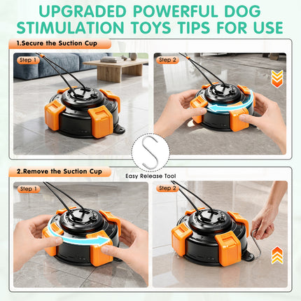 Fuufome Suction Cup Dog Toys for Medium Large Aggressive Chewers | Interactive Tug-of-War Dog Toy with Heavy-Duty Suction Base, Solid Rubber Chew Ball ,Steel Core Anti-Bite Rope