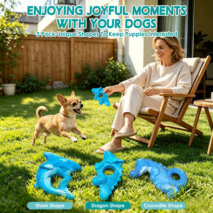 Fuufome Puppy Teething Toys 3-Pack,Soft TPR Chew Toys for Puppies