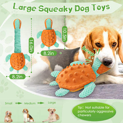 Cartoon turtle squeaky stuffed dog toy main image 2