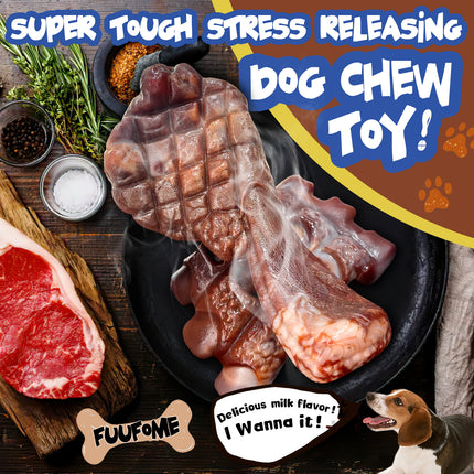 Fuufome Dog Chew Toys for Aggressive Chewers：2 Pack Indestructible Dog Toy for Large Breed- Tough Nylon Teething Bone Toy to Keep Them Busy