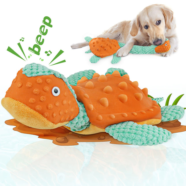 Cartoon turtle squeaky stuffed dog toy main image 1