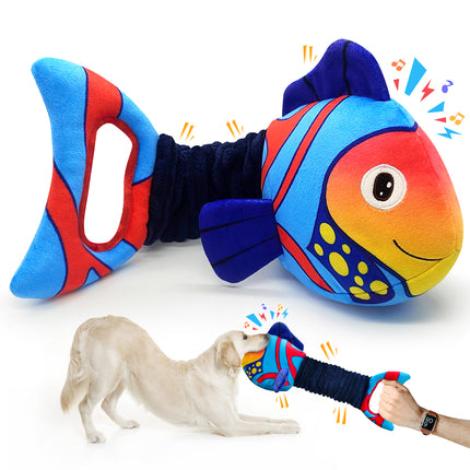Large Dog Toys for Aggressive Chewers:2-in-1 Squeaky & Crinkle Sounds, Stretchable Interactive Tug Dog Toys, Soft Cuddly Companion for Anxiety Relief, Calming Plush for Large & Small Breeds