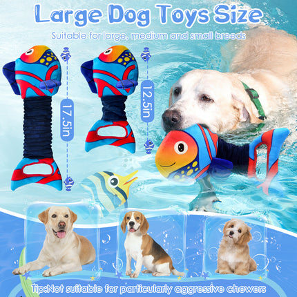 Large Dog Toys for Aggressive Chewers:2-in-1 Squeaky & Crinkle Sounds, Stretchable Interactive Tug Dog Toys, Soft Cuddly Companion for Anxiety Relief, Calming Plush for Large & Small Breeds