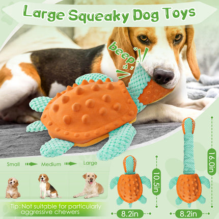 Cartoon turtle squeaky stuffed dog toy main image 3