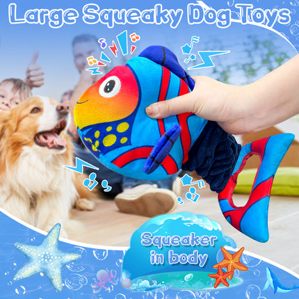 Large Dog Toys for Aggressive Chewers:2-in-1 Squeaky & Crinkle Sounds, Stretchable Interactive Tug Dog Toys, Soft Cuddly Companion for Anxiety Relief, Calming Plush for Large & Small Breeds