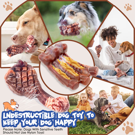 Foolala 2 Pack Indestructible Dog Toy for Large Breed- Tough Nylon Teething Bone Toy to Keep Them Busy