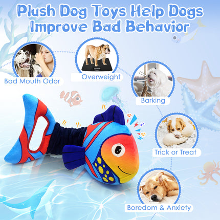 Large Dog Toys for Aggressive Chewers:2-in-1 Squeaky & Crinkle Sounds, Stretchable Interactive Tug Dog Toys, Soft Cuddly Companion for Anxiety Relief, Calming Plush for Large & Small Breeds