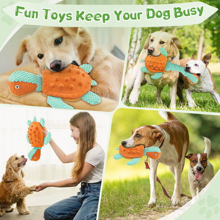 Cartoon turtle squeaky stuffed dog toy main image 7
