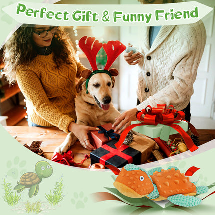 Cartoon turtle squeaky stuffed dog toy main image 8