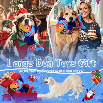 Large Dog Toys for Aggressive Chewers:2-in-1 Squeaky & Crinkle Sounds, Stretchable Interactive Tug Dog Toys, Soft Cuddly Companion for Anxiety Relief, Calming Plush for Large & Small Breeds
