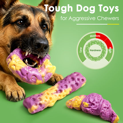 Fuufome Dog Toys for Aggressive Chewers: Dog Chew Toys for Medium Large Dogs - Tough Dog Toy for Teeth Cleaning - Long Lasting Nylon Bone to Keep Them Busy (3 Pack)