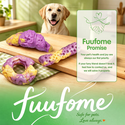 Fuufome Dog Toys for Aggressive Chewers: Dog Chew Toys for Medium Large Dogs - Tough Dog Toy for Teeth Cleaning - Long Lasting Nylon Bone to Keep Them Busy (3 Pack)