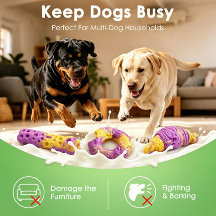 Fuufome Dog Toys for Aggressive Chewers: Dog Chew Toys for Medium Large Dogs - Tough Dog Toy for Teeth Cleaning - Long Lasting Nylon Bone to Keep Them Busy (3 Pack)