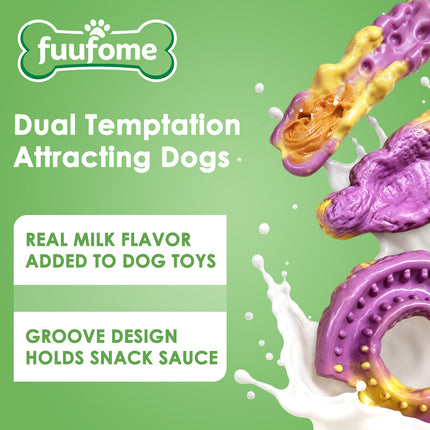 Fuufome Dog Toys for Aggressive Chewers: Dog Chew Toys for Medium Large Dogs - Tough Dog Toy for Teeth Cleaning - Long Lasting Nylon Bone to Keep Them Busy (3 Pack)