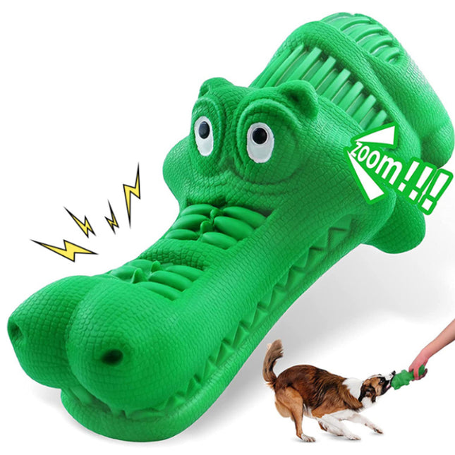 Foolala Green Rubber Alligator Head Dog Chew Toy For Aggressive Chewers