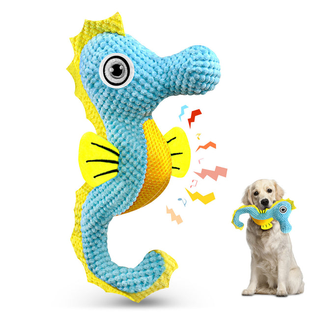 Fuufome Seahorse Squeaky Plush Dog Toy Main Figure 1