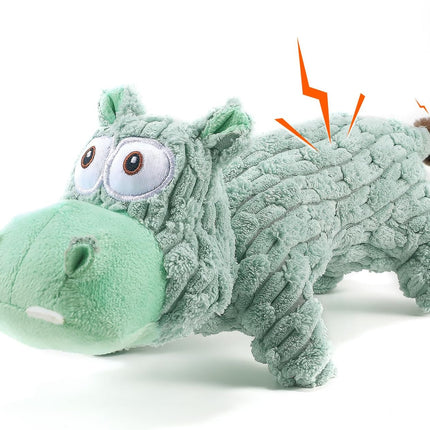 Foolala Long Hippopotamus Squeak Plush Dog Toy For Aggressive Chewers