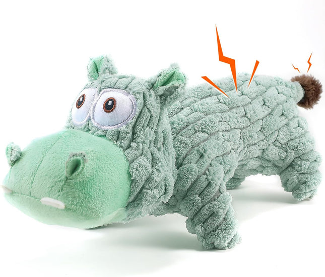 Foolala Long Hippopotamus Squeak Plush Dog Toy For Aggressive Chewers
