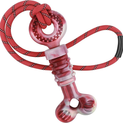 Foolala Bacon Flavored Cross Bone + String Dog Chew Toy For Aggressive Chewers