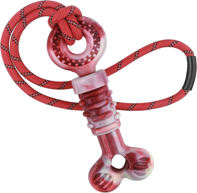 Foolala Bacon Flavored Cross Bone + String Dog Chew Toy For Aggressive Chewers