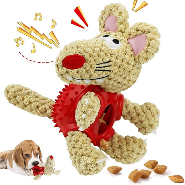 Foolala Cloth Mouse Squeak Plush Dog Toy For Aggressive Chewers