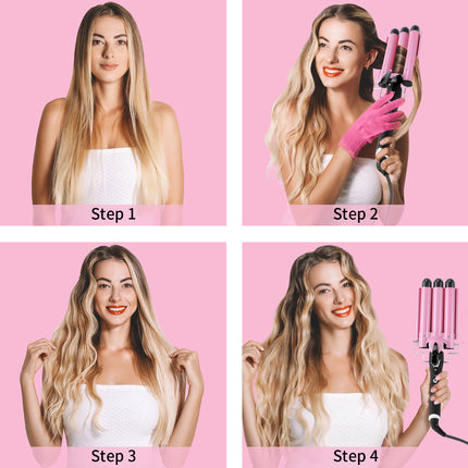 3 Barrel Curling Iron 25mm - Dual Voltage 1" Hair Waver
