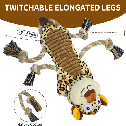 Foolala rope leopard Squeak Plush Dog Toy For Aggressive Chewers