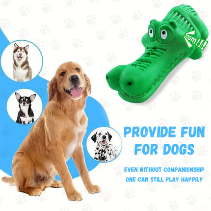 Foolala Green Rubber Alligator Head Dog Chew Toy For Aggressive Chewers