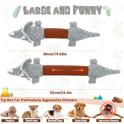 Foolala Rubber Triceratops Squeak Plush Dog Toy For Aggressive Chewers