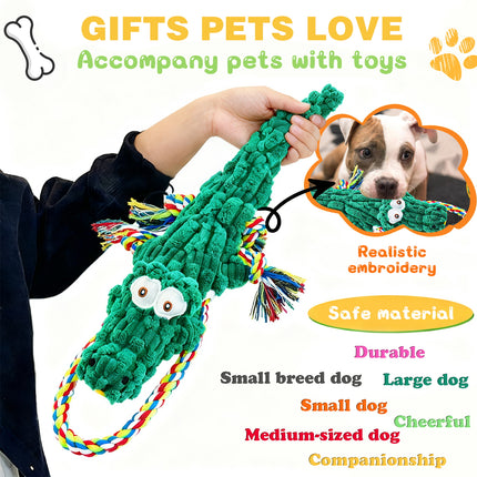 Large Squeaky Dog Toys for Aggressive Chewers，Alligator Dog Toys to Keep Them Busy，Durable Dog Toys for Large、Medium and Small Breeds
