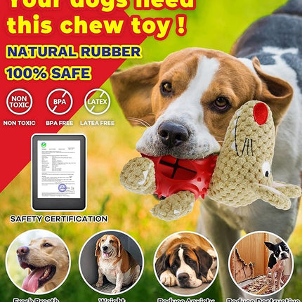 Foolala Cloth Mouse Squeak Plush Dog Toy For Aggressive Chewers