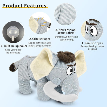 Foolala Canvas Mammoth Squeak Plush Dog Toy For Aggressive Chewers