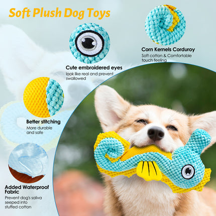 Fuufome Seahorse Squeaky Plush Dog Toy Main Figure 2