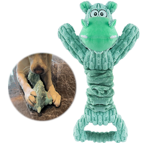 Foolala Hippo Squeak Plush Dog Toy For Aggressive Chewers
