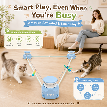 Foolala Interactive Cat Toy for Indoor Cats, Automatic Moving Treadmill with Motion Sensor, Rechargeable Chase and Exercise Toy with 5 Speeds