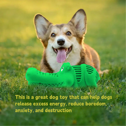 Foolala Green Rubber Alligator Head Dog Chew Toy For Aggressive Chewers