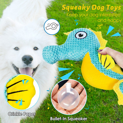 Fuufome Seahorse Squeaky Plush Dog Toy Main Figure 3